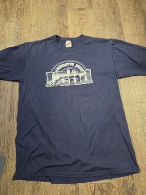JERZEES Single Stitch CONSERVE YOUR LAND Short Sleeve Navy Tshirt Vintage L